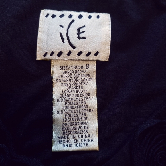 FLOWY CHIFFON BLACK DRESS FLOWER APPLIQUE - Picture 10 of 10